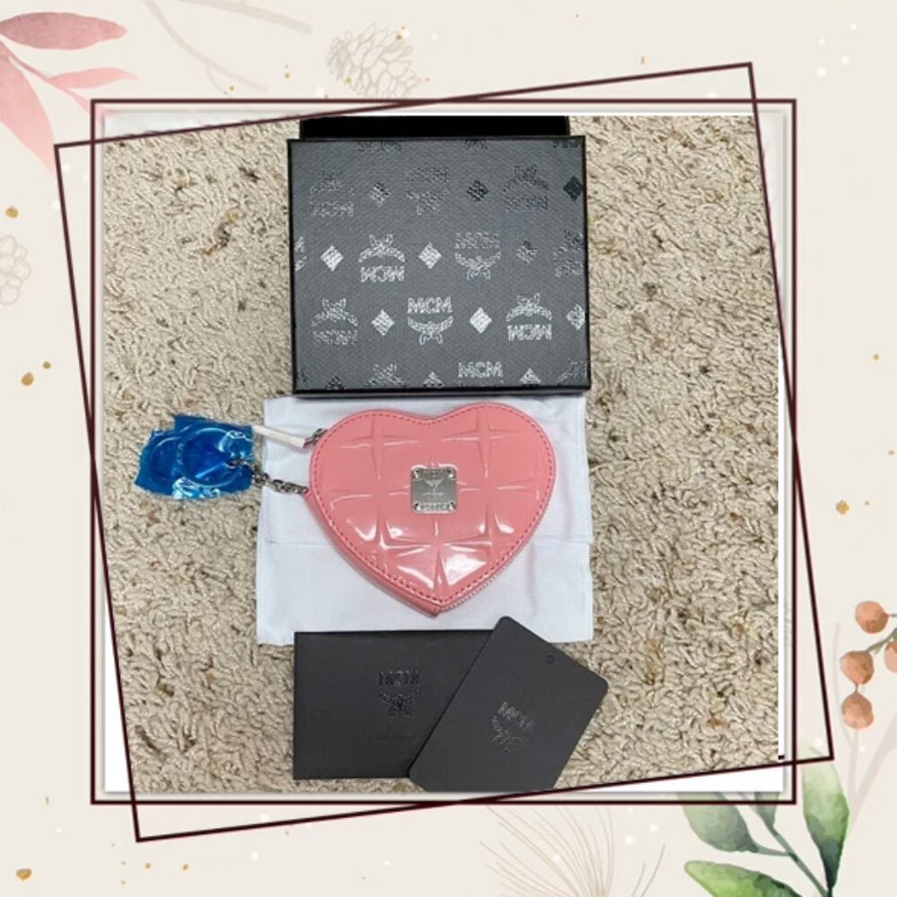 100% Authentic MCM Heart Coin Pouch Charm Keyring